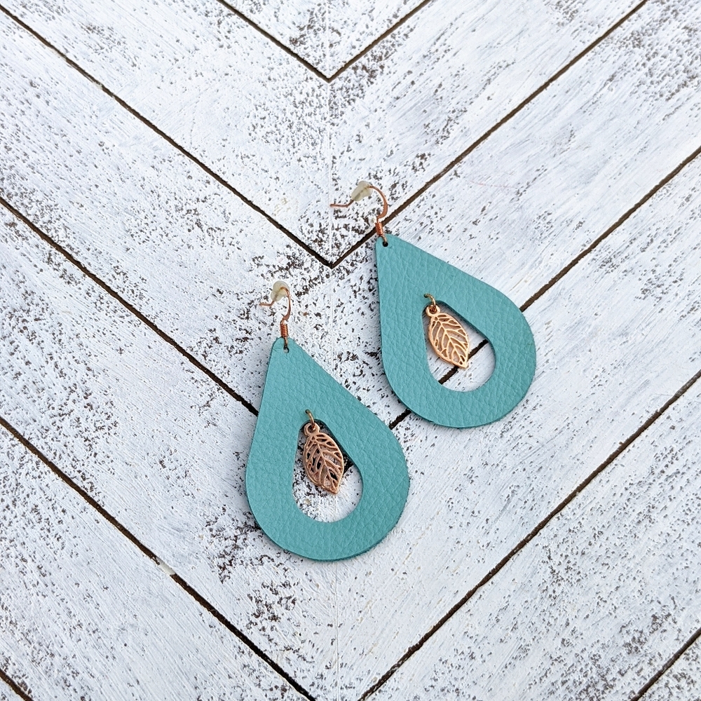 Genuine Leather Handmade Earrings - Teardrop